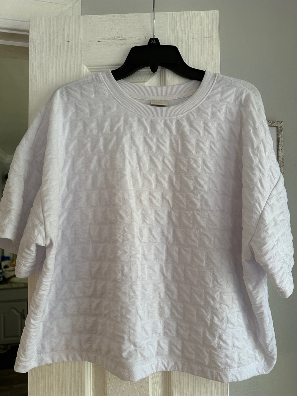 a new day White Textured Boxy Short-Sleeve Top XL